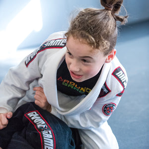 Kimono Copii Brazilian Jiu Jitsu GROUND GAME Ninja - Alb