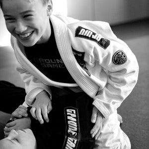 Kimono Copii Brazilian Jiu Jitsu GROUND GAME Ninja - Alb