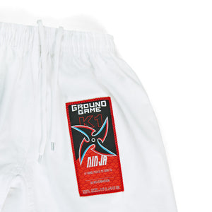 Kimono Copii Brazilian Jiu Jitsu GROUND GAME Ninja - Alb