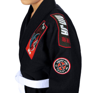 Kimono Copii Brazilian Jiu Jitsu GROUND GAME Ninja - Negru