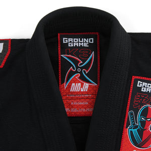 Kimono Copii Brazilian Jiu Jitsu GROUND GAME Ninja - Negru