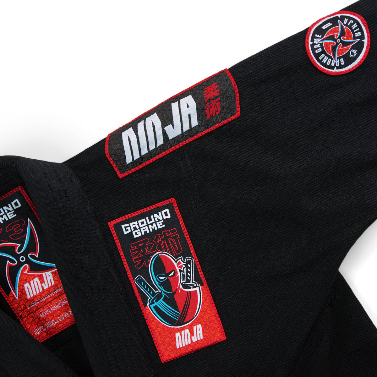 Kimono Copii Brazilian Jiu Jitsu GROUND GAME Ninja - Negru