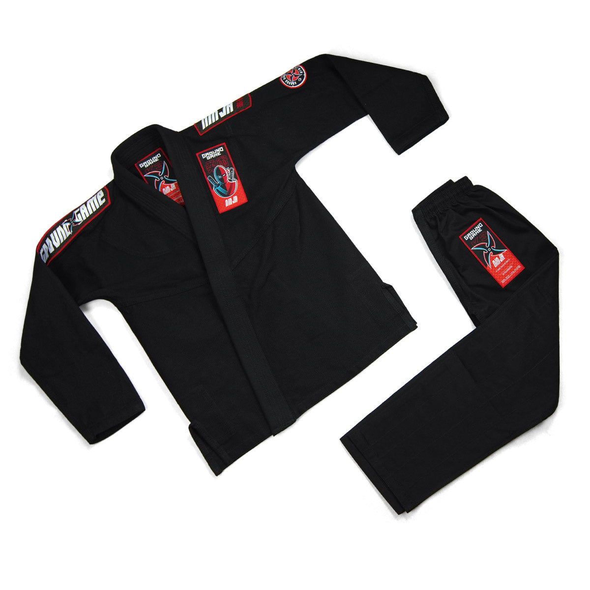 Kimono Copii Brazilian Jiu Jitsu GROUND GAME Ninja - Negru