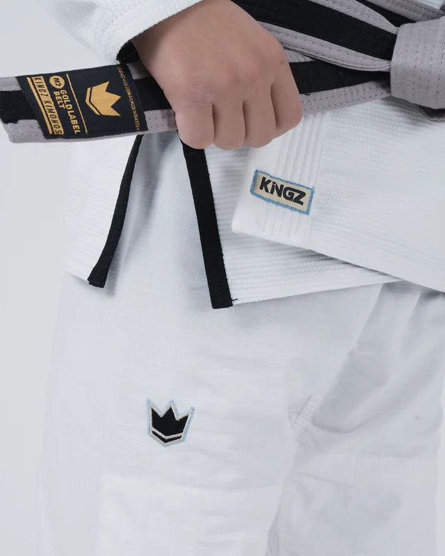 Kimono Copii Brazilian Jiu Jitsu KINGZ Nano 3.0 Gi - Alb - ( Varianta 2024 )