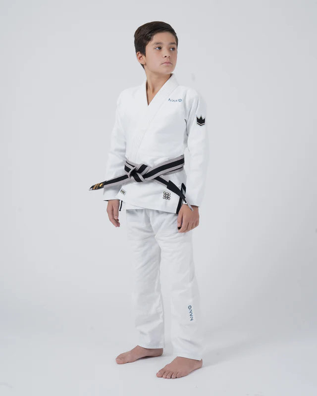 Kimono Copii Brazilian Jiu Jitsu KINGZ Nano 3.0 Gi - Alb - ( Varianta 2024 )