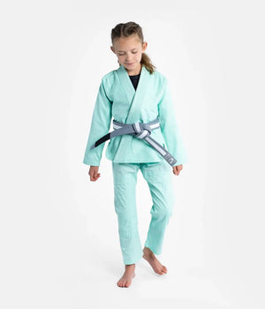Kimono Copii Brazilian Jiu Jitsu PROGRESS The Academy - Turcoaz(Centura Alba Inclusa)