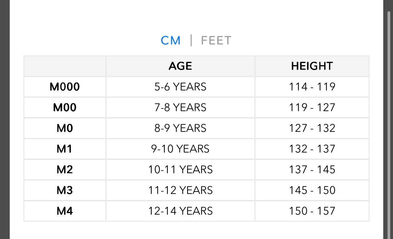 Primul Tabel de marimi pentru Kimono Brazilian Jiu Jitsu PROGRESS Copii