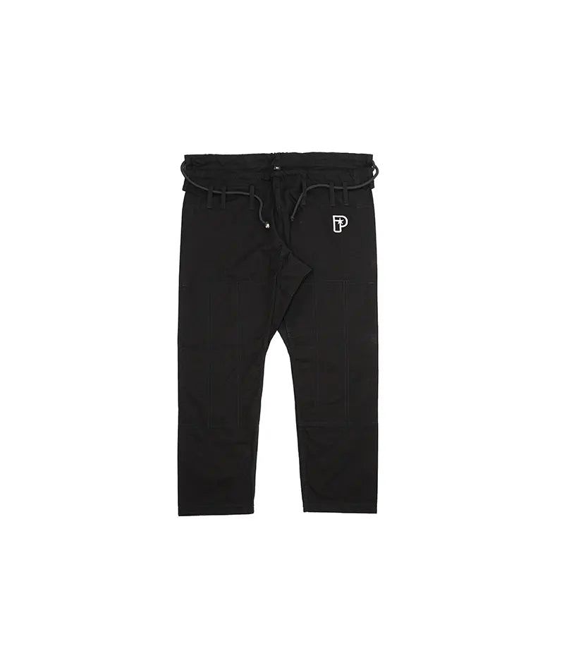 Pantaloni de Kimono Brazilian Jiu Jitsu PROGRESS Copii Negru poza facuta din fata cu fundal alb