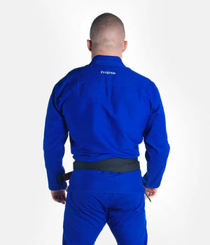 Kimono Brazilian Jiu Jitsu PROGRESS The Academy - Albastru ( Centura Alba Inclusa )