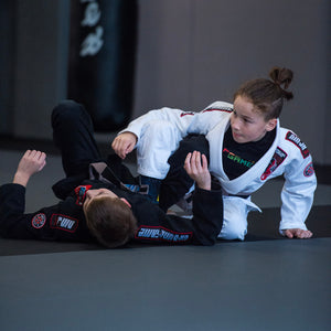 Kimono Copii Brazilian Jiu Jitsu GROUND GAME Ninja - Alb