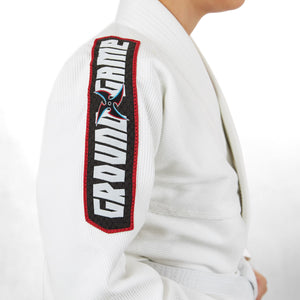 Kimono Copii Brazilian Jiu Jitsu GROUND GAME Ninja - Alb