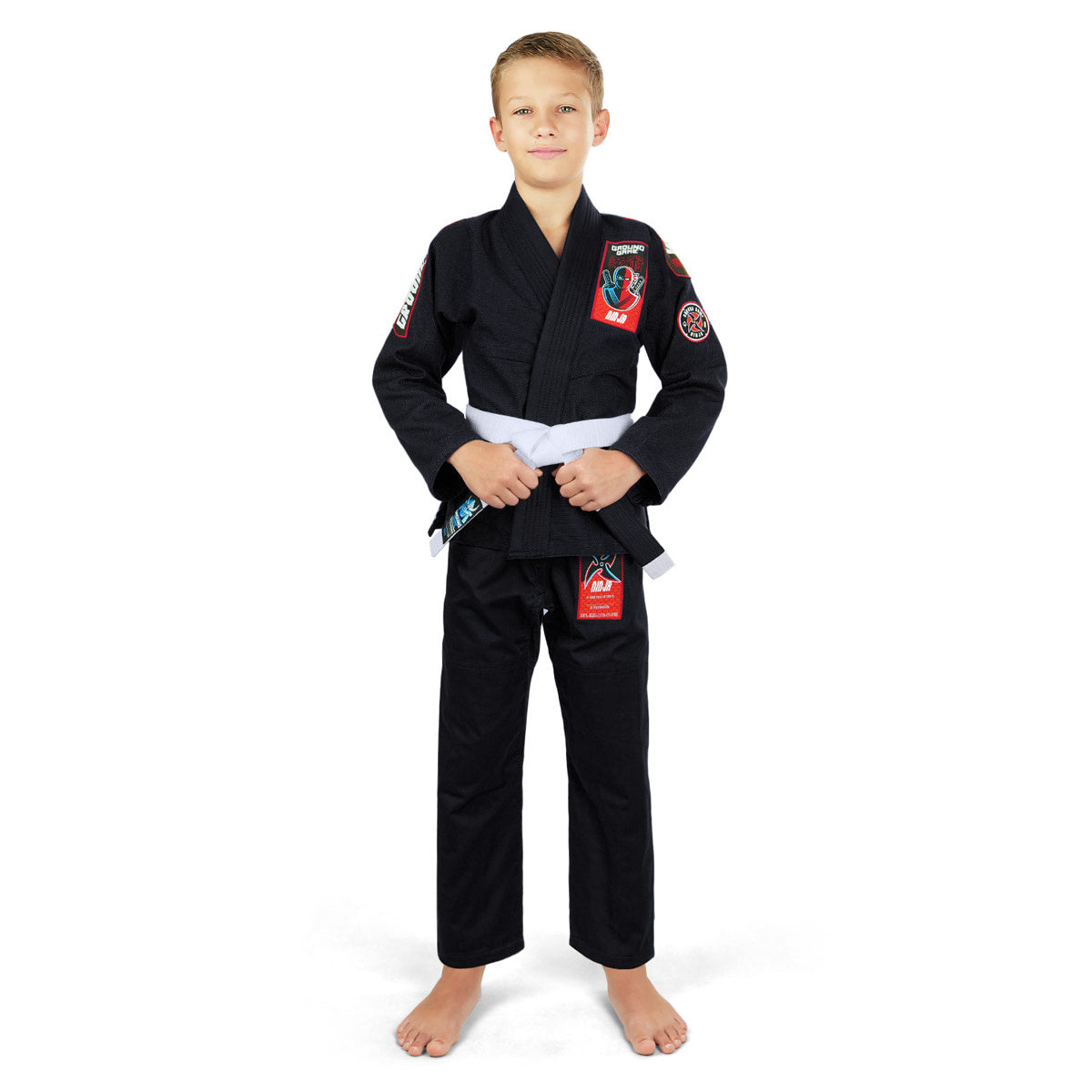 Kimono Copii Brazilian Jiu Jitsu GROUND GAME Ninja - Negru