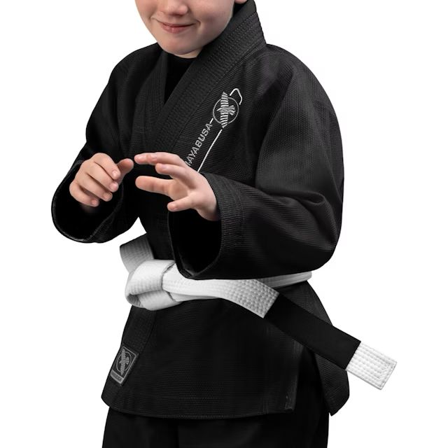Kimono Copii Brazilian Jiu Jitsu HAYABUSA Essential - Negru ( Centura Alba Inclusa )