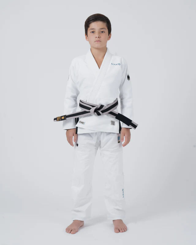 Kimono Copii Brazilian Jiu Jitsu KINGZ Nano 3.0 Gi - Alb - ( Varianta 2024 )