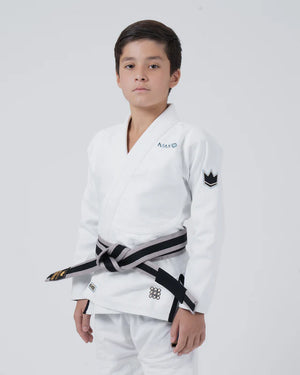 Kimono Copii Brazilian Jiu Jitsu KINGZ Nano 3.0 Gi - Alb - ( Varianta 2024 )