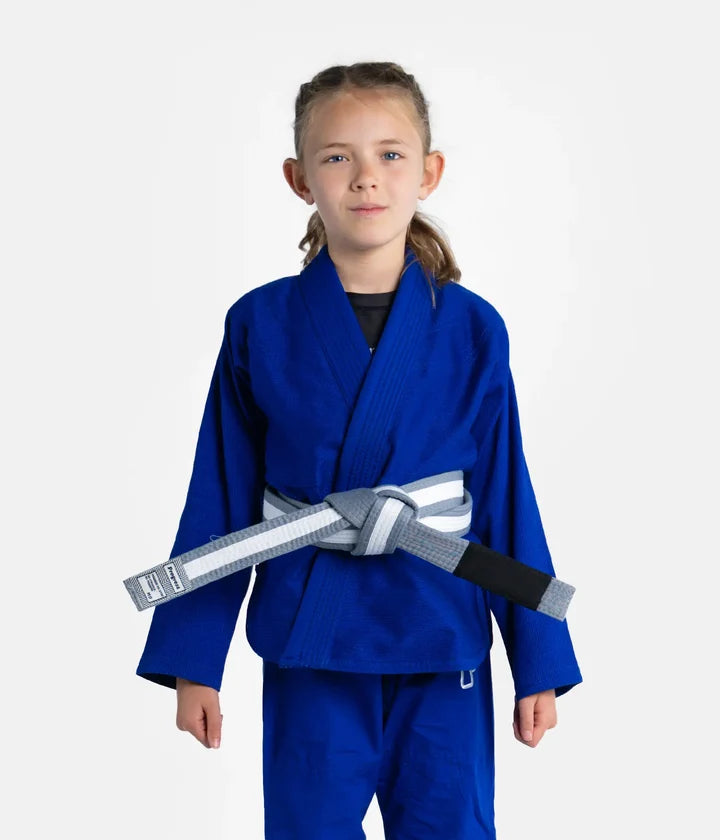 Kimono Copii Brazilian Jiu Jitsu PROGRESS The Academy - Albastru ( Centura Alba Inclusa )