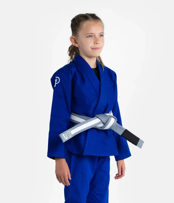 Kimono Copii Brazilian Jiu Jitsu PROGRESS The Academy - Albastru ( Centura Alba Inclusa )