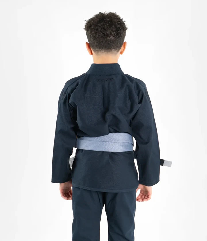 Kimono Copii Brazilian Jiu Jitsu PROGRESS The Academy - Petroleum ( Centura Alba Inclusa )