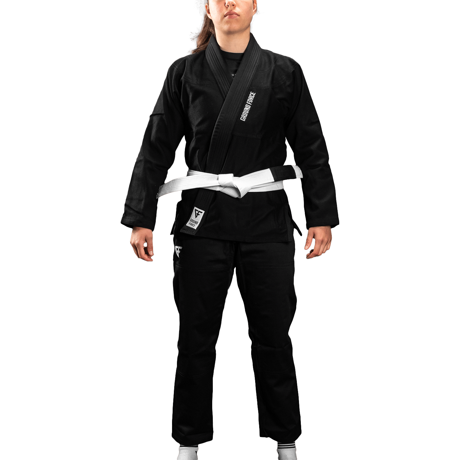 Kimono Femei Brazilian Jiu Jitsu GROUND FORCE Basic Gi V2 - Negru