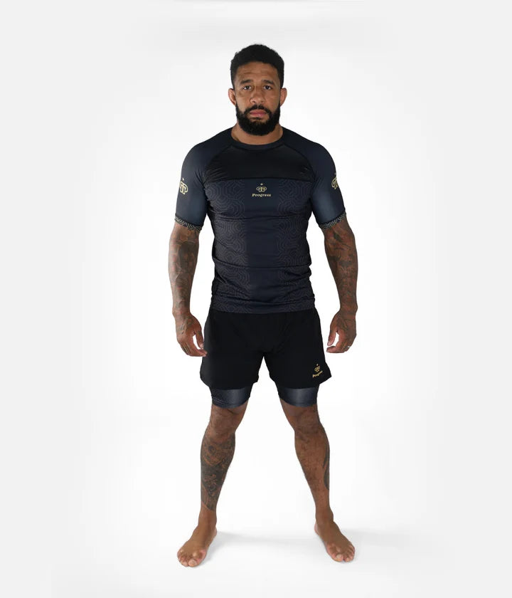 Rashguard Maneca Scurta PROGRESS Athlete - Negru/Gold