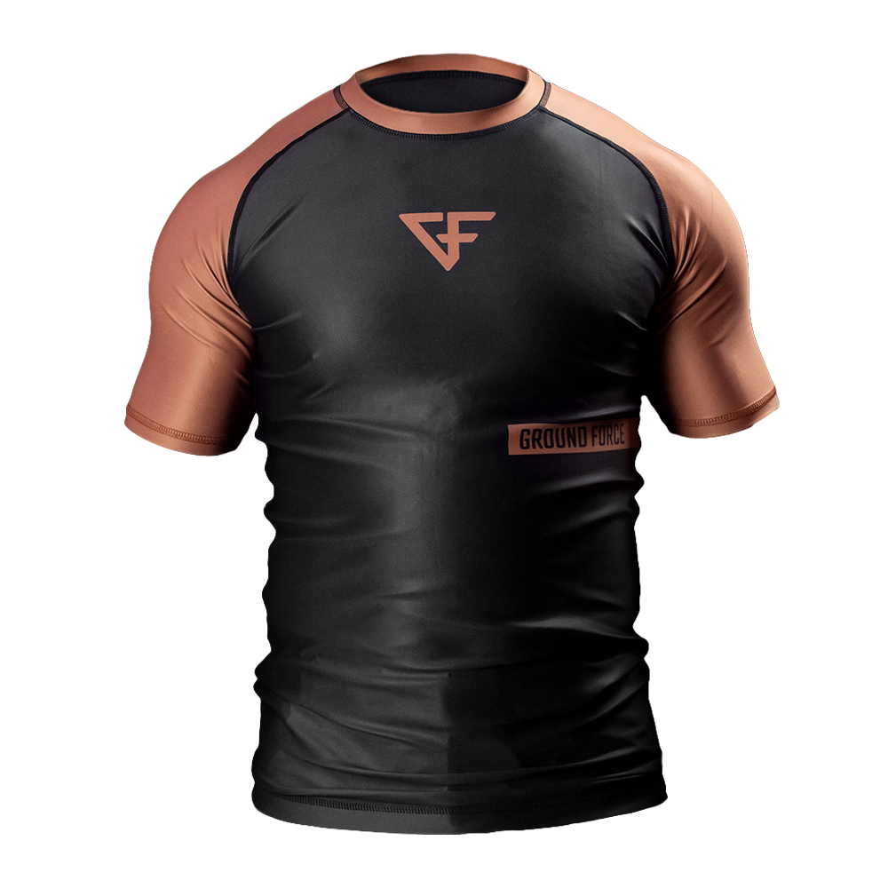 Ground Force Rashguard XS Ground Force Rank Rashguard Short Sleeve Brown