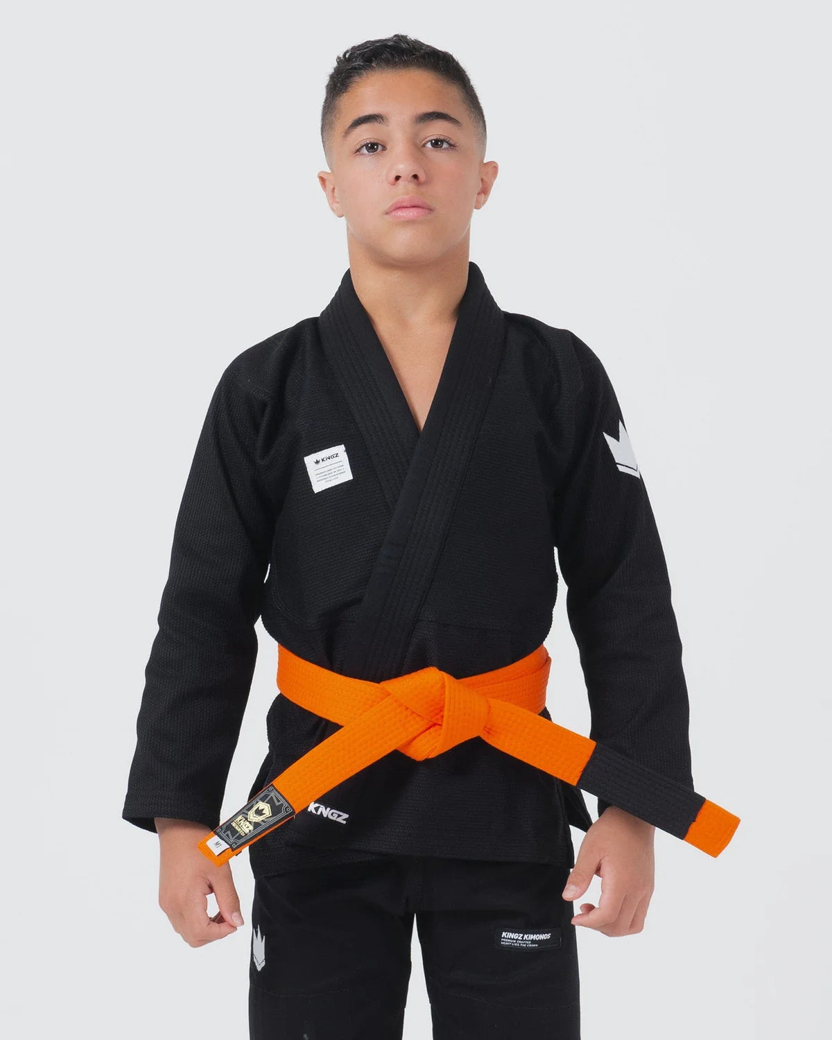 KINGZ Kimono Copii Brazilian Jiu Jitsu Kimono Copii Brazilian Jiu Jitsu KINGZ Kore 2.0 Gi - Negru - ( Varianta 2024) - (Centura Alba Inclusa)