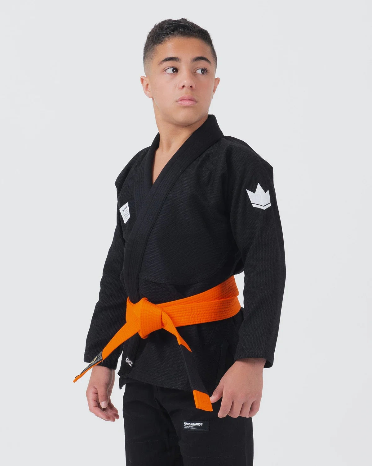 KINGZ Kimono Copii Brazilian Jiu Jitsu Kimono Copii Brazilian Jiu Jitsu KINGZ Kore 2.0 Gi - Negru - ( Varianta 2024) - (Centura Alba Inclusa)