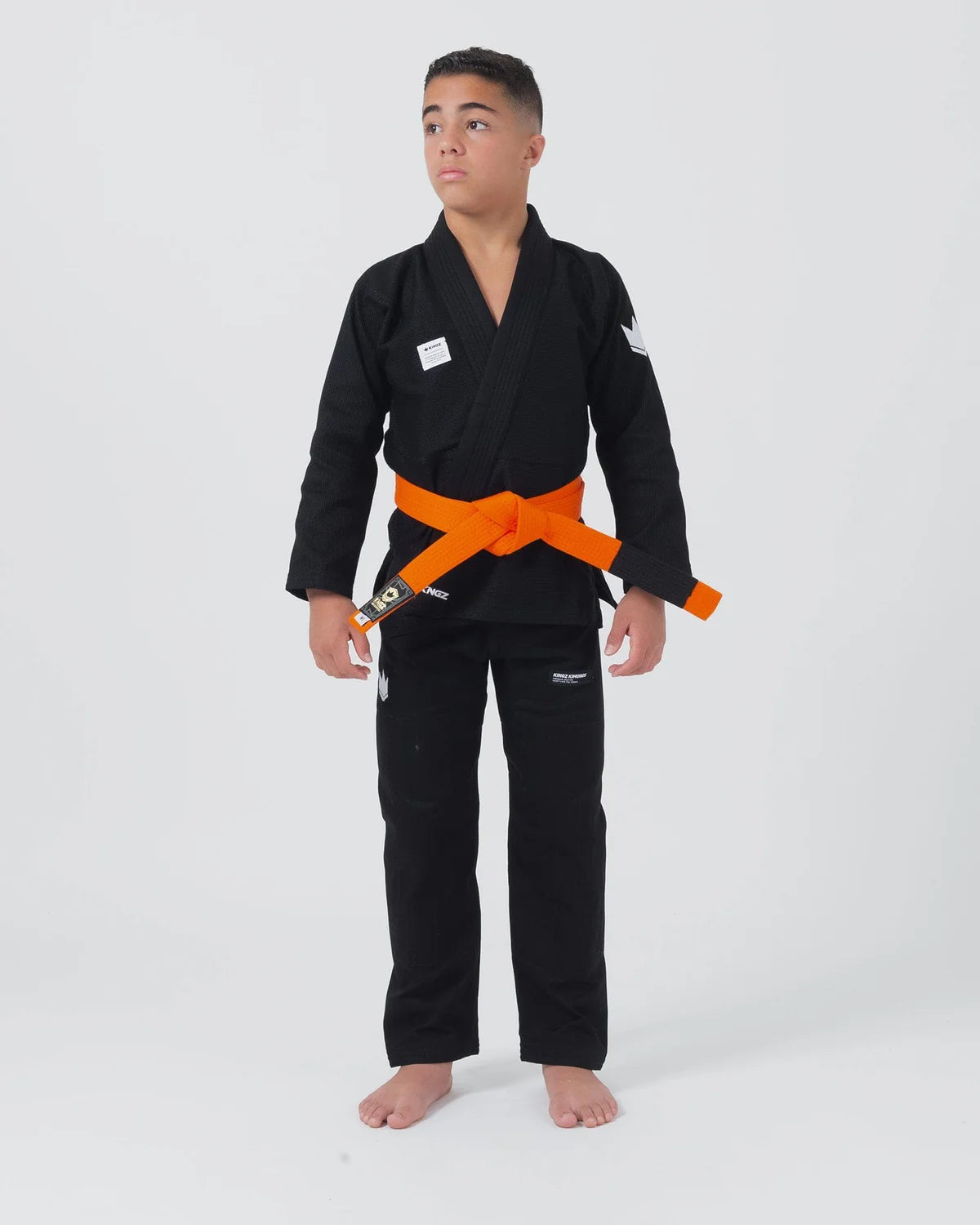 KINGZ Kimono Copii Brazilian Jiu Jitsu Kimono Copii Brazilian Jiu Jitsu KINGZ Kore 2.0 Gi - Negru - ( Varianta 2024) - (Centura Alba Inclusa)