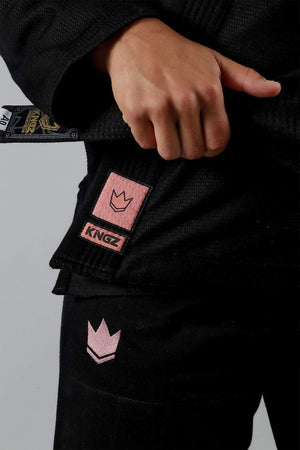 KINGZ BJJ GI KINGZ The ONE Womens Jiu Jitsu Gi - Black/Rose Gold - FREE White Belt