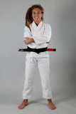 KINGZ BJJ GI KINGZ The ONE Womens Jiu Jitsu Gi - White/Sky Blue - FREE White Belt