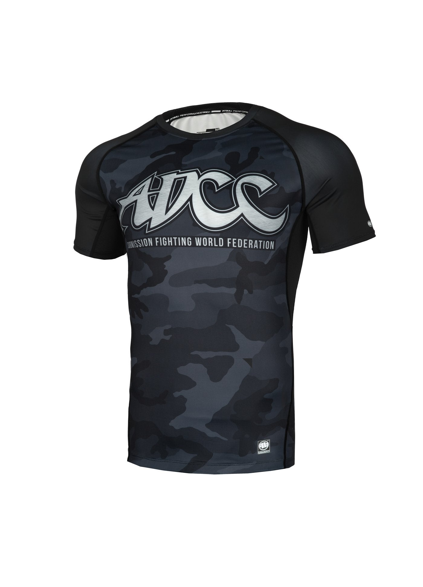 Pit Bull West Coast ADCC Rash Guards S PITBULL Rashguard fitted ADCC All Black Camo