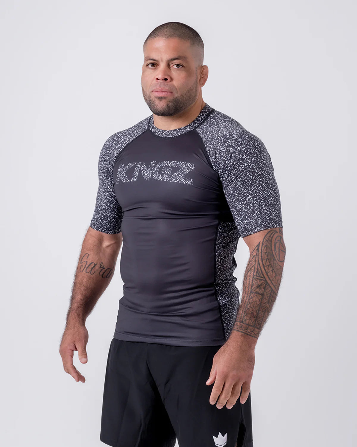 KINGZ Rashguard Maneca Scurta KINGZ Noise V2 Negru / Alb