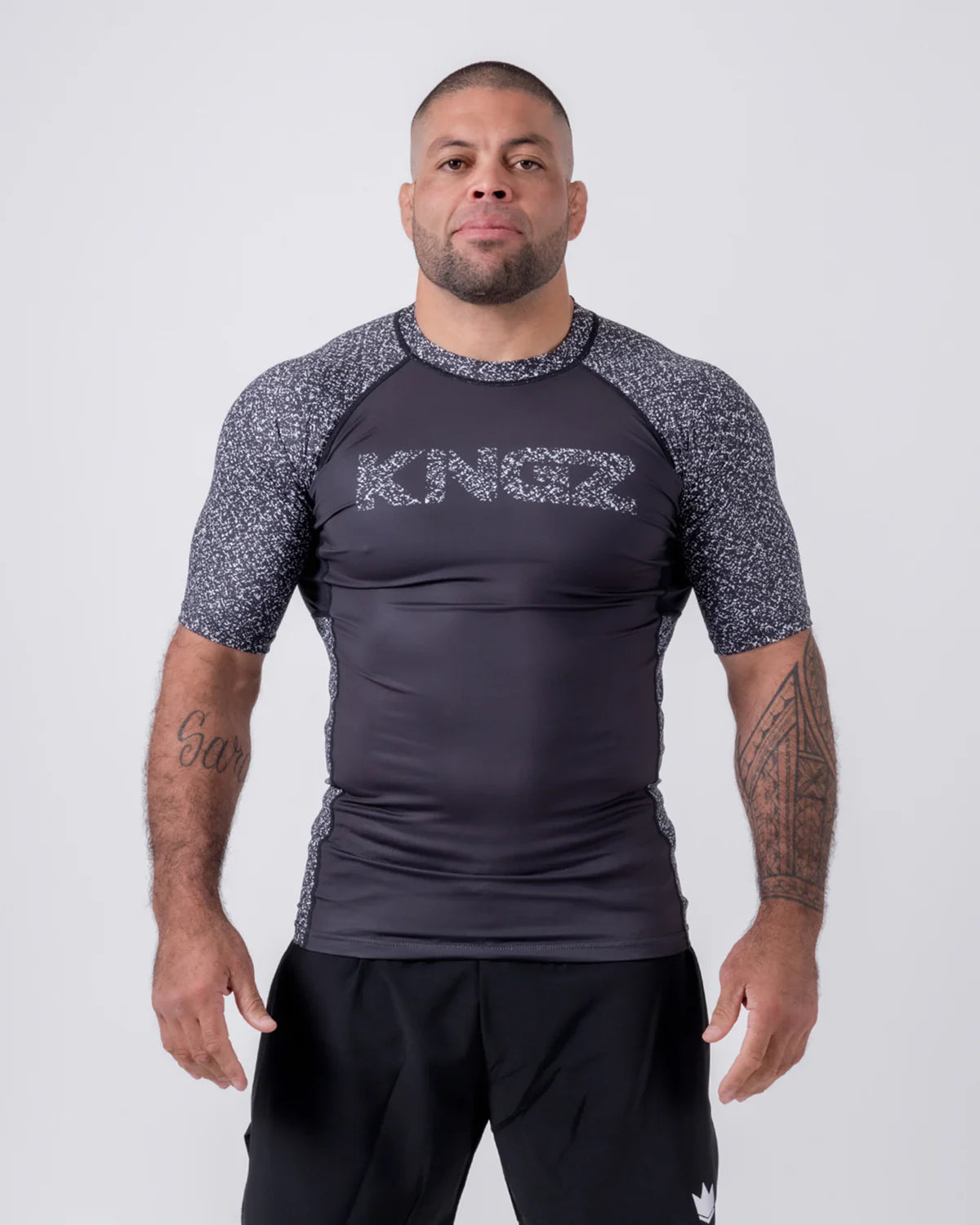 KINGZ Rashguard Maneca Scurta KINGZ Noise V2 Negru / Alb