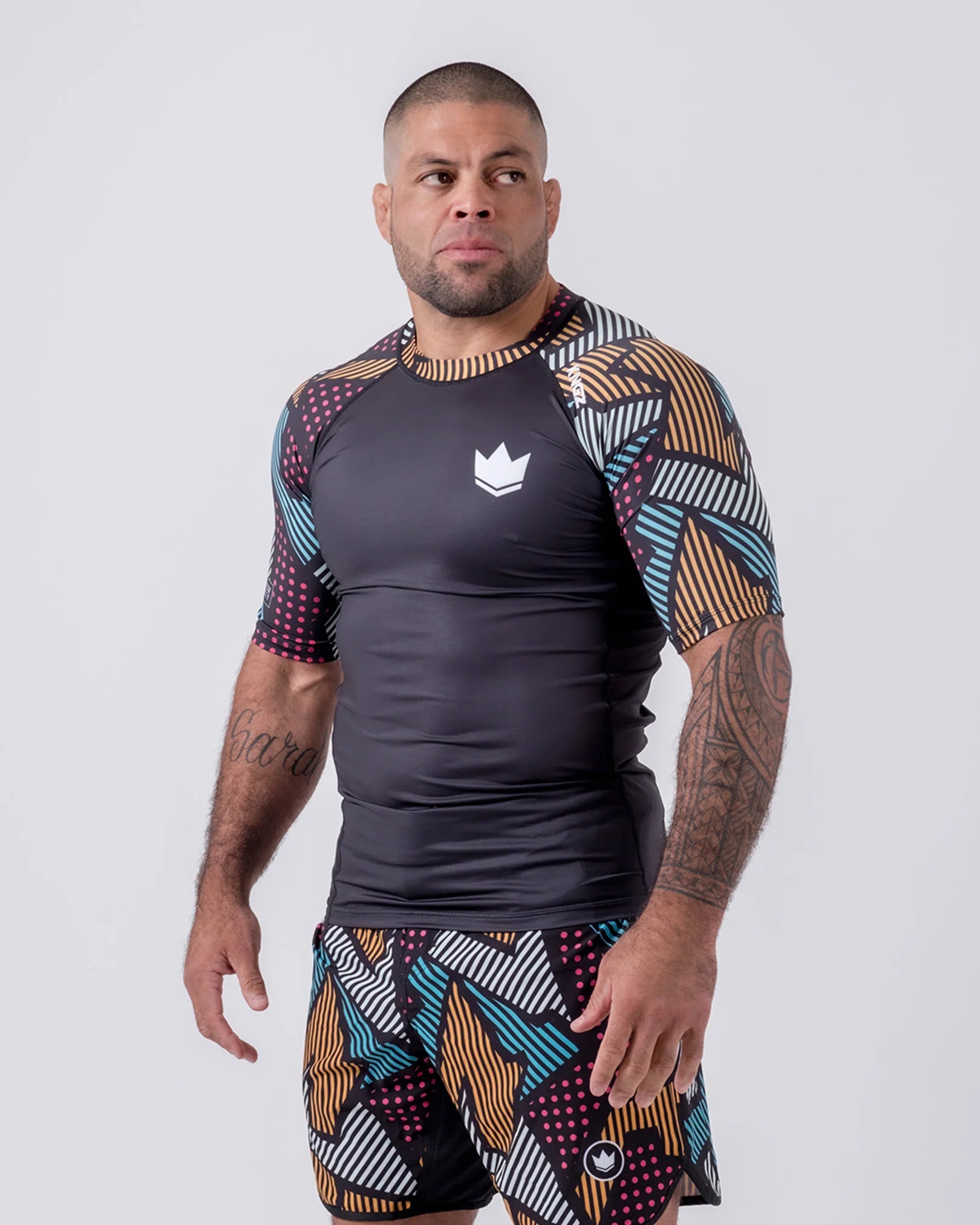 KINGZ Rash Guard Rashguard Maneca Scurta KINGZ Patchwork