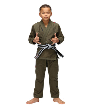 Tatami Fightwear BJJ GI TATAMI Kids Elements Superlite Gi - Khaki (Centura Alba Inclusa)