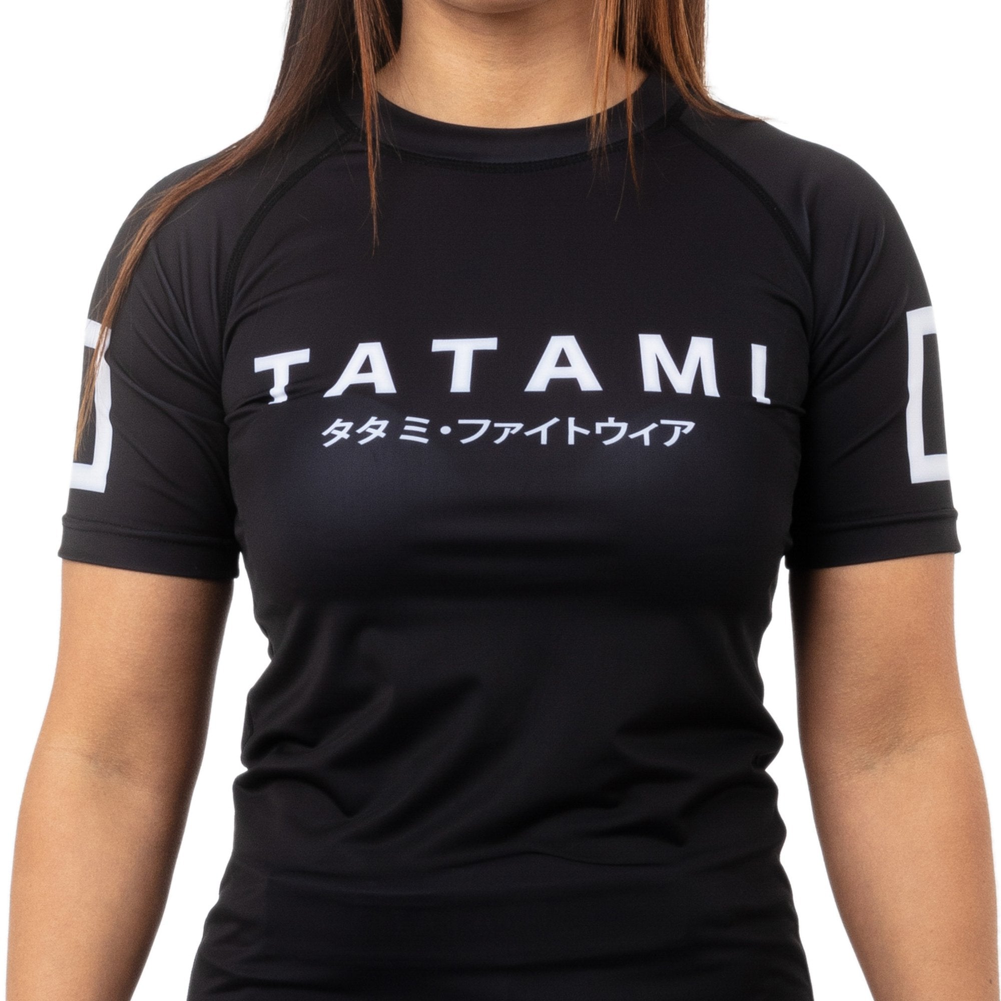 TATAMI Ladies Katakana Short Sleeve Rash Guard - Black